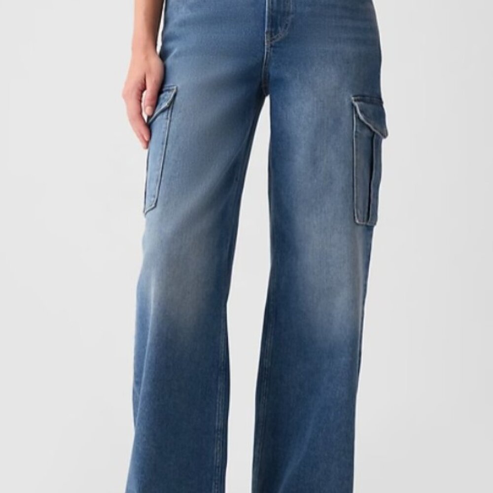 GAP High Rise Stride Wide-Leg Cargo Jeans sz 25